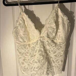 Aerie Ivory Lace Crop Top